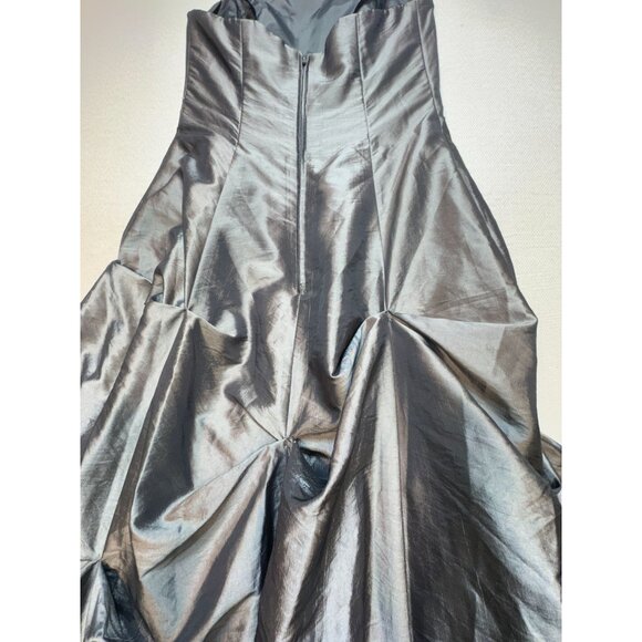 DJ Jaz Women Strapless Satin Organza Side Pick-Up Ball Gown Size Gray Silver - Picture 7 of 7